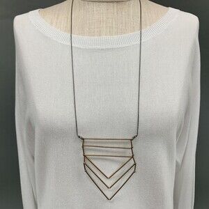 Romolo Conrad Women's Necklace Chevron Tube‎ Gold Black Chain NWT